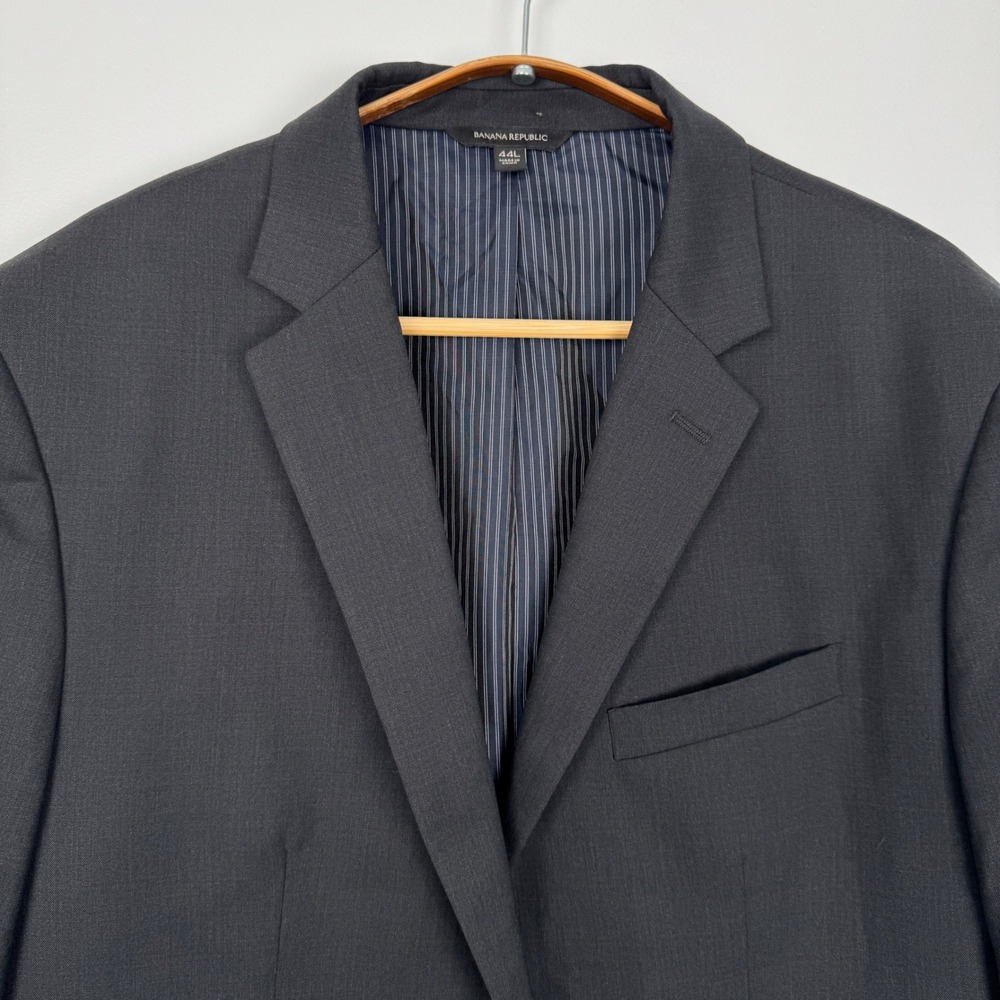 Banana Republic Marzotto Super 120s Wool Suit Jacket 44L Dark Charcoal - READ